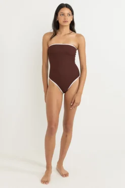 Rhythm One Piece Swim*Essential Rib Contrast One Piece Cafe