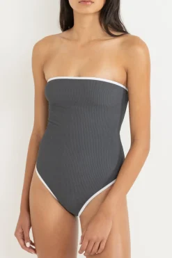 Rhythm One Piece Swim*Essential Rib Contrast One Piece Graphite
