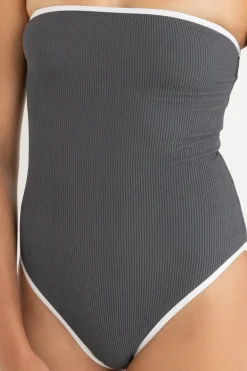 Rhythm One Piece Swim*Essential Rib Contrast One Piece Graphite