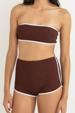 Rhythm Swim Bottoms*Essential Rib Contrast Surf Short Cafe