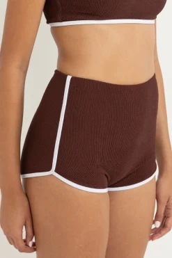 Rhythm Swim Bottoms*Essential Rib Contrast Surf Short Cafe