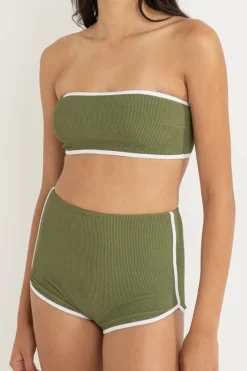 Rhythm Swim Bottoms*Essential Rib Contrast Surf Short Olive