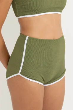 Rhythm Swim Bottoms*Essential Rib Contrast Surf Short Olive
