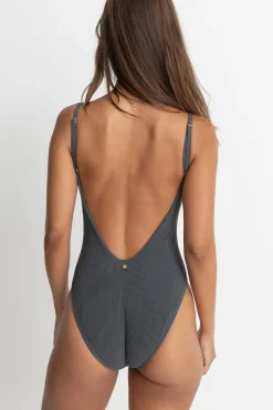 Rhythm One Piece Swim*Essential Rib Minimal One Piece Graphite