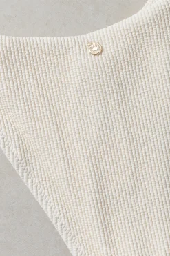 Rhythm Swim Bottoms*Essential Rib Tie Side Hi Cut Pant Creme