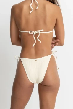 Rhythm Swim Bottoms*Essential Rib Tie Side Hi Cut Pant Creme