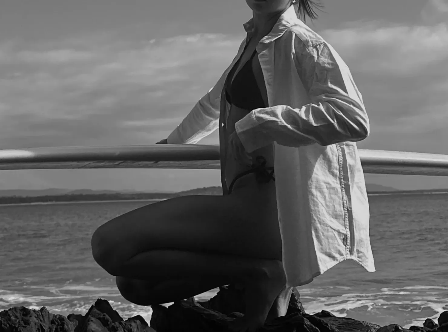 Rhythm Swim Bottoms*Essential Rib Tie Side Hi Cut Pant Graphite