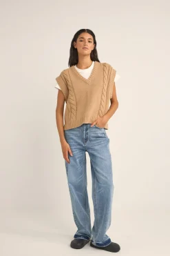 Rhythm Knits*Finley Cable Knit Vest Sand