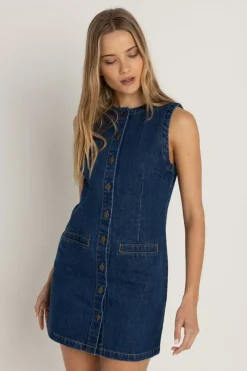 Rhythm Dresses*Gia Denim Dress Blue Wash BlueWash