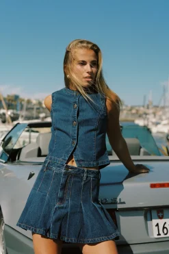 Rhythm Fashion Tops*Gia Denim Vest Indigo