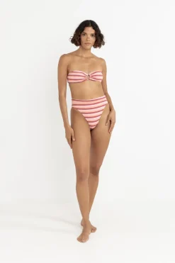 Rhythm Swim Tops*Ibiza Stripe Rib Bandeau Top Pink