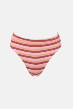 Rhythm Swim Bottoms*Ibiza Stripe Rib Hi Waist Pant Pink
