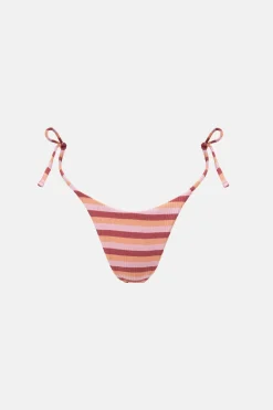 Rhythm Swim Bottoms*Ibiza Stripe Rib Tie Side Hi Cut Pant Pink
