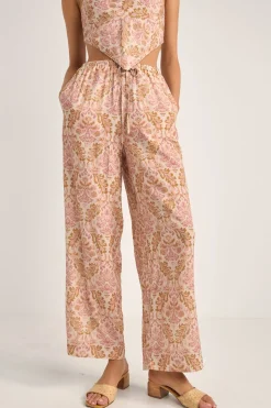 Rhythm Pants*Jessie Paisley Drawstring Pant Rose