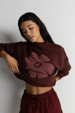 Rhythm Knits*Juliet Floral Jumper Burgundy