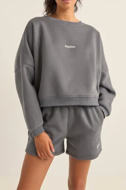 Rhythm Fleece*Logo Crew Neck Fleece Charcoal