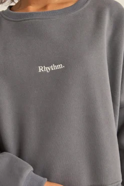 Rhythm Fleece*Logo Crew Neck Fleece Charcoal