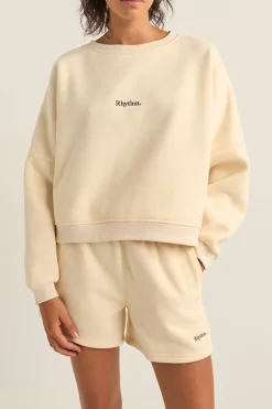 Rhythm Fleece*Logo Crew Neck Fleece Oatmeal