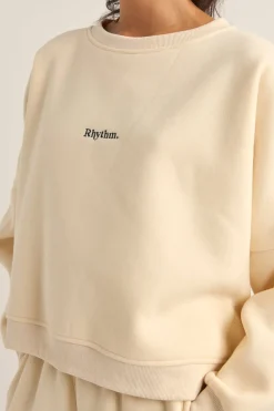 Rhythm Fleece*Logo Crew Neck Fleece Oatmeal
