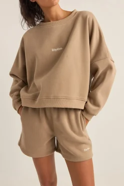 Rhythm Fleece*Logo Crew Neck Fleece Taupe