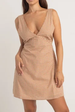 Rhythm Overswim|Dresses*Lola Check Mini Dress Clay