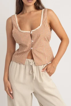 Rhythm Overswim|Fashion Tops*Lola Check Top Clay