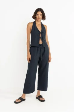 Rhythm Fashion Tops*Louise Check Halter Top Navy