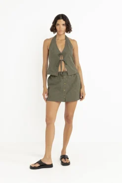 Rhythm Skirts|Shorts*Louise Check Skort Olive
