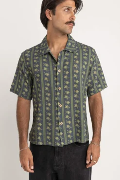 Rhythm Woven Shirts*Overlap Ss Shirt Stone Blue StoneBlue