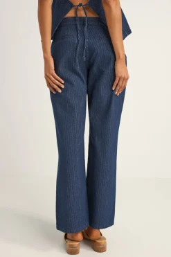 Rhythm Pants*Pinstripe Mid-Rise Pant Indigo