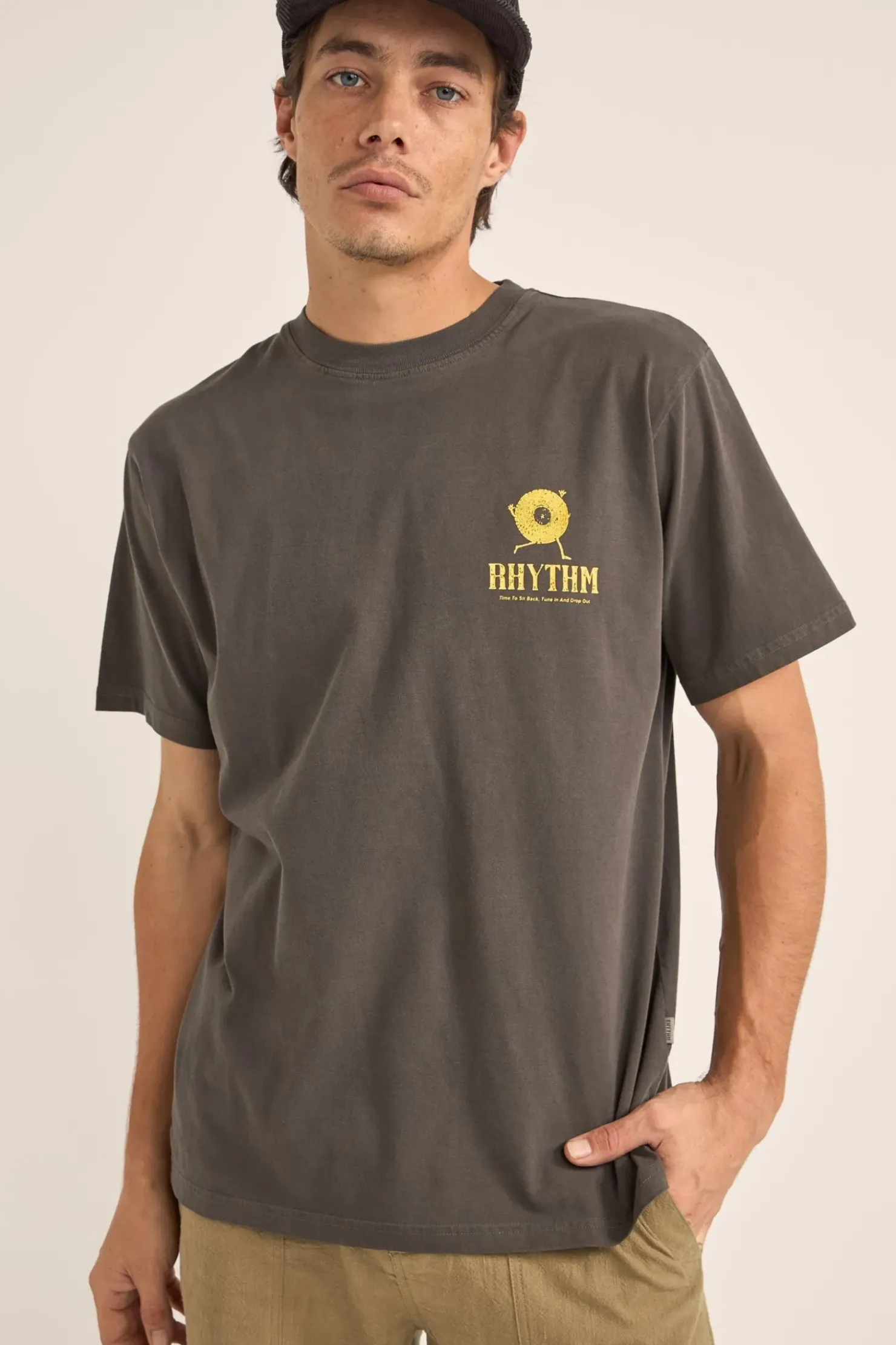 Rhythm T-shirts*Record Vintage Ss T-Shirt Vintage Black VinatgeBlack