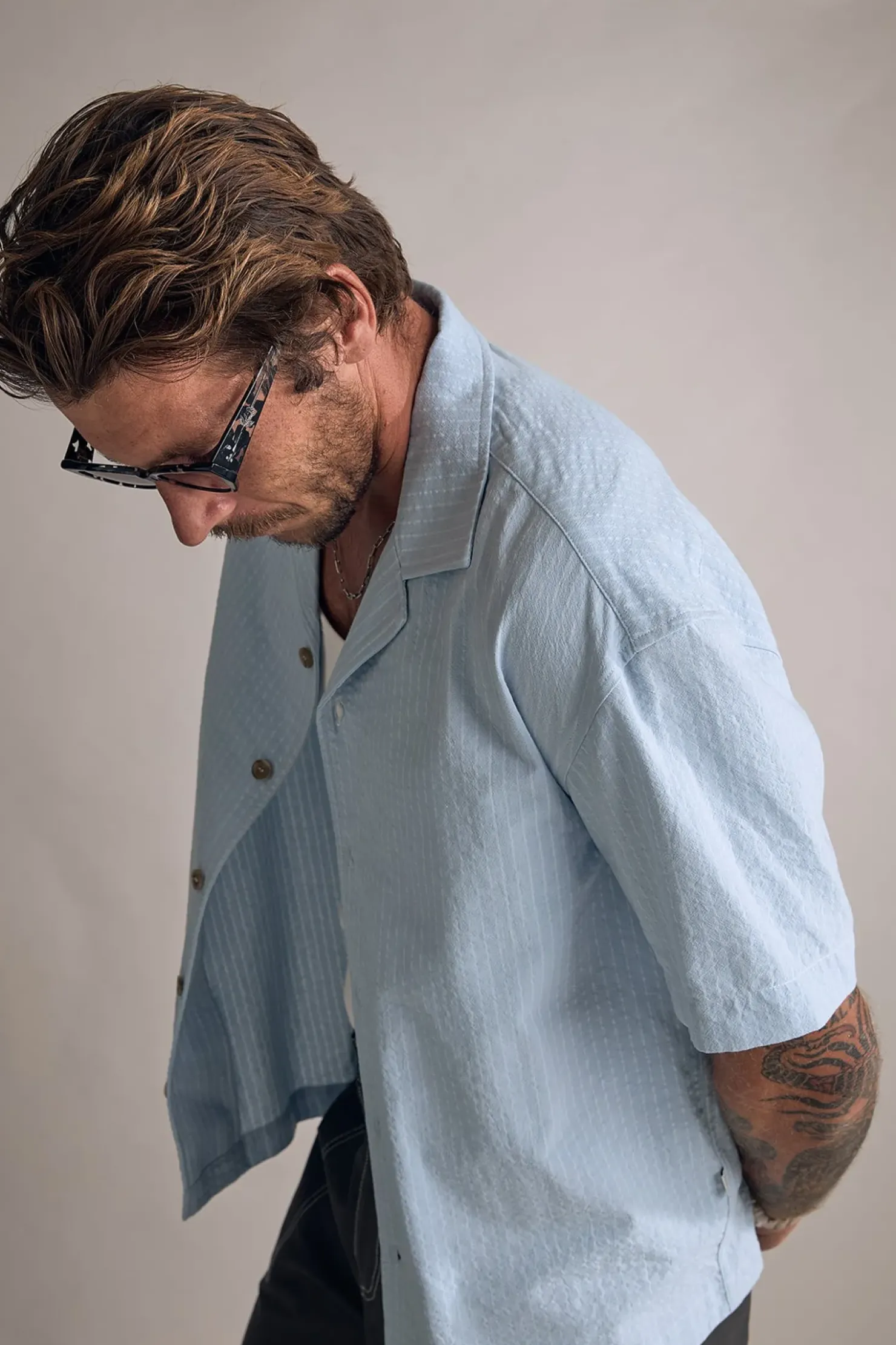 Rhythm Woven Shirts*Relaxed Stripe Ss Shirt Blue