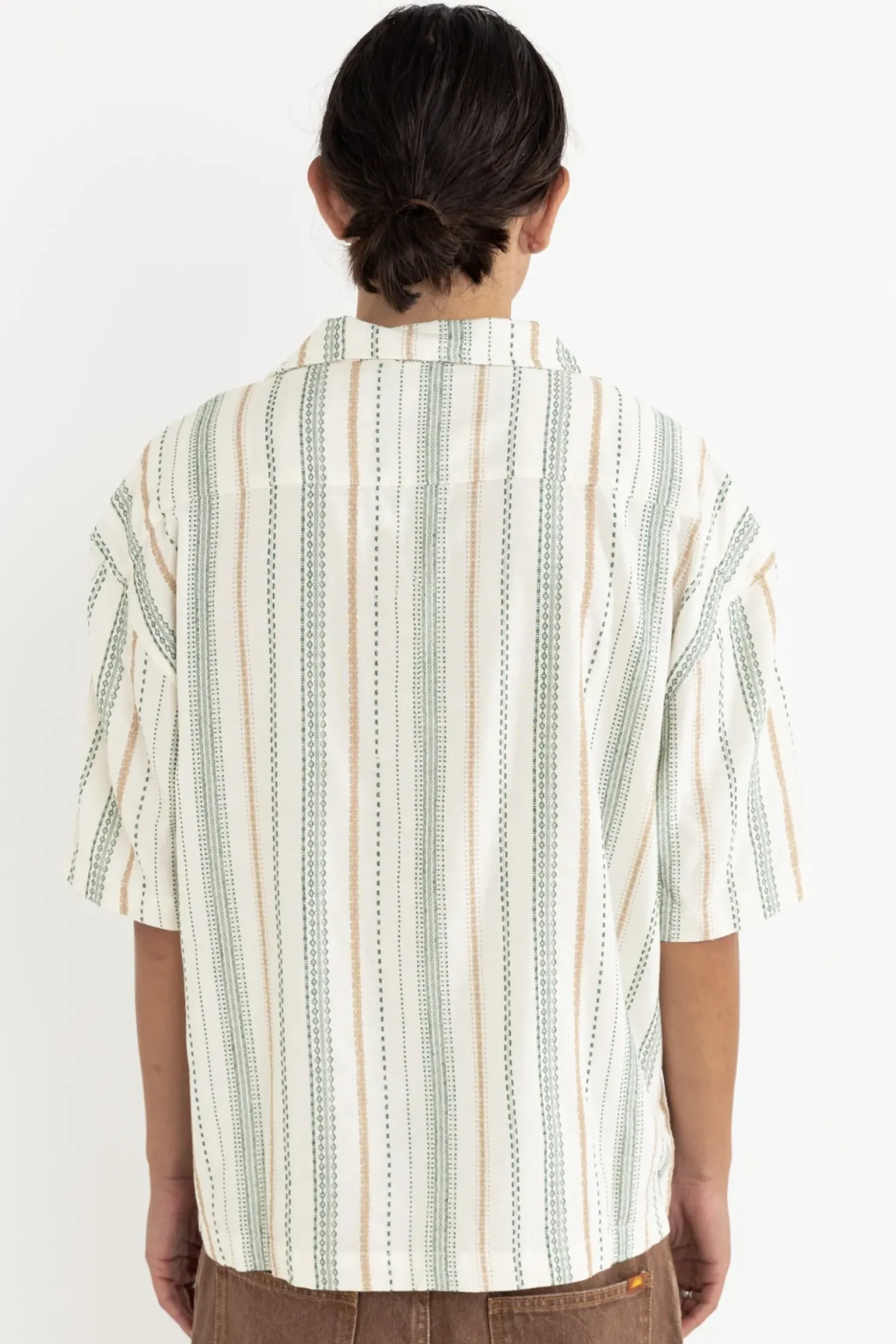 Rhythm Woven Shirts*Relaxed Stripe Ss Shirt Olive