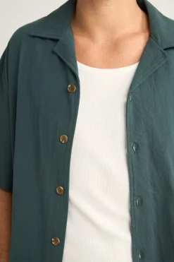 Rhythm Woven Shirts*Relaxed Texture Ss Shirt Teal