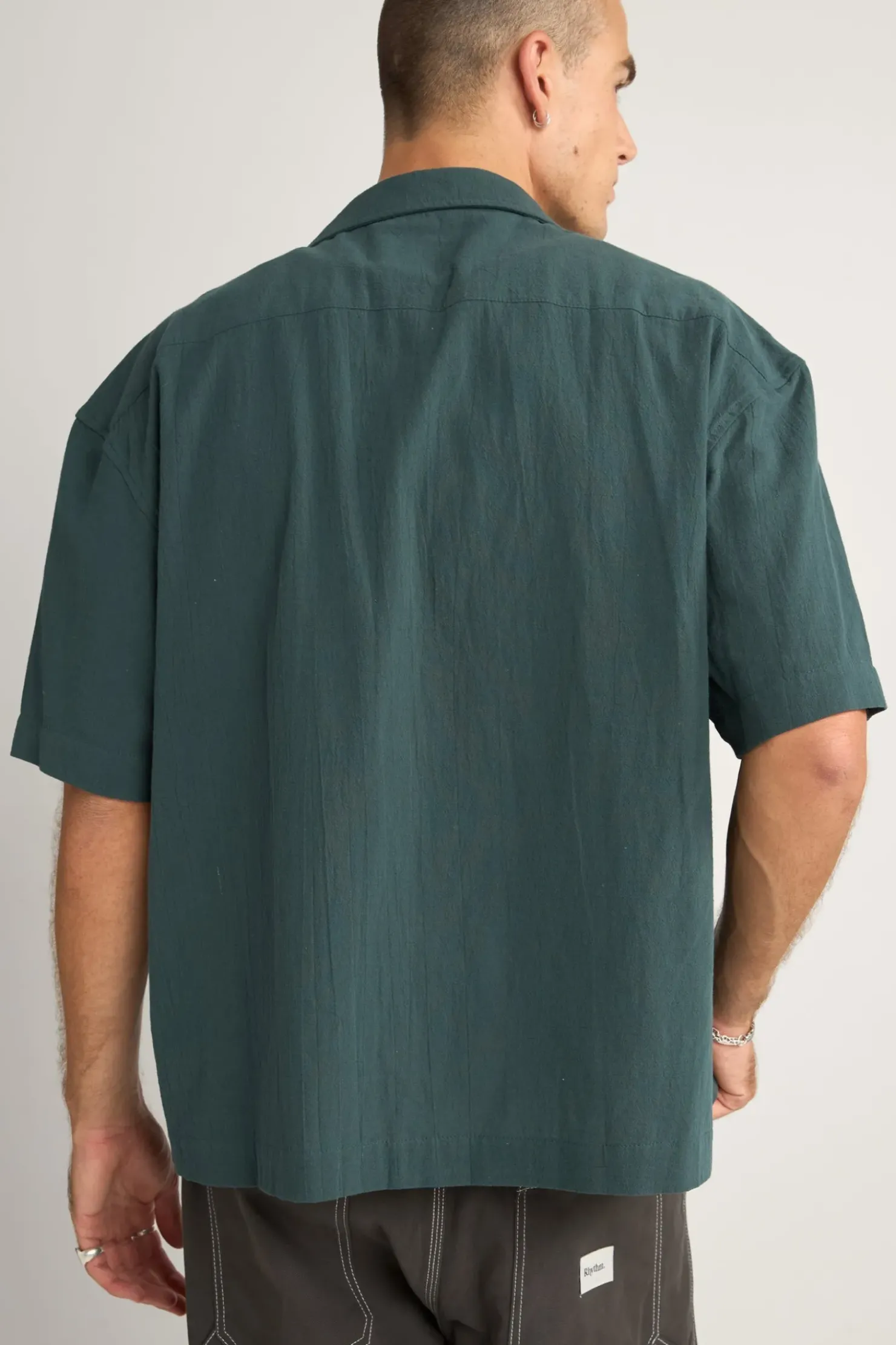 Rhythm Woven Shirts*Relaxed Texture Ss Shirt Teal