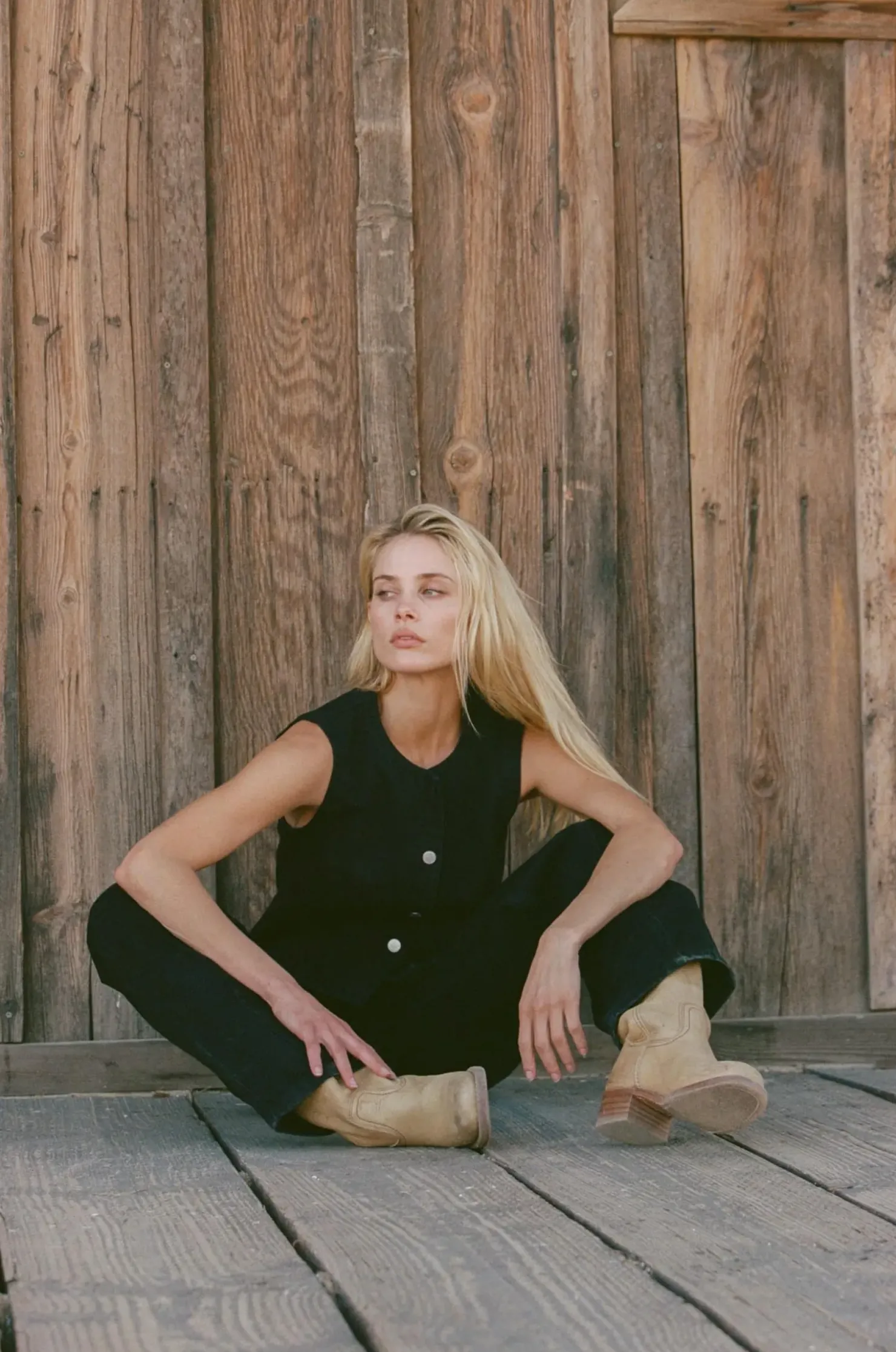 Rhythm Fashion Tops*Riley Denim Vest Vintage Black VintageBlack