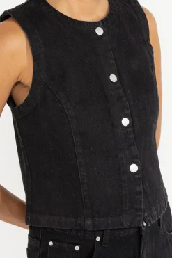 Rhythm Fashion Tops*Riley Denim Vest Vintage Black VintageBlack