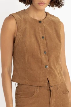 Rhythm Fashion Tops*Sadie Corduroy Vest Cedar