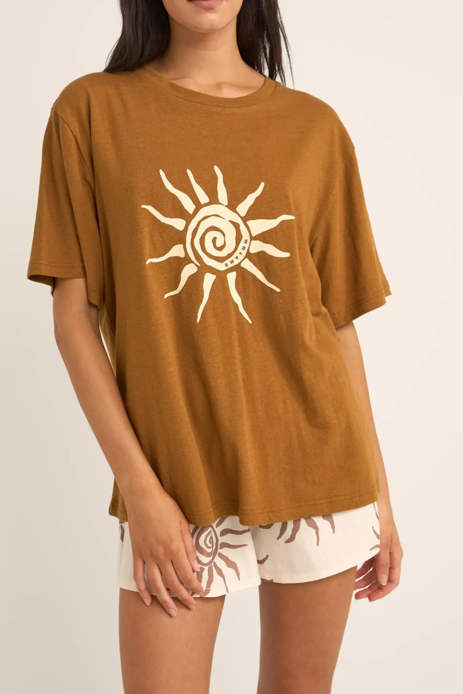 Rhythm T-shirts*Seafarer Oversized T-Shirt Brown