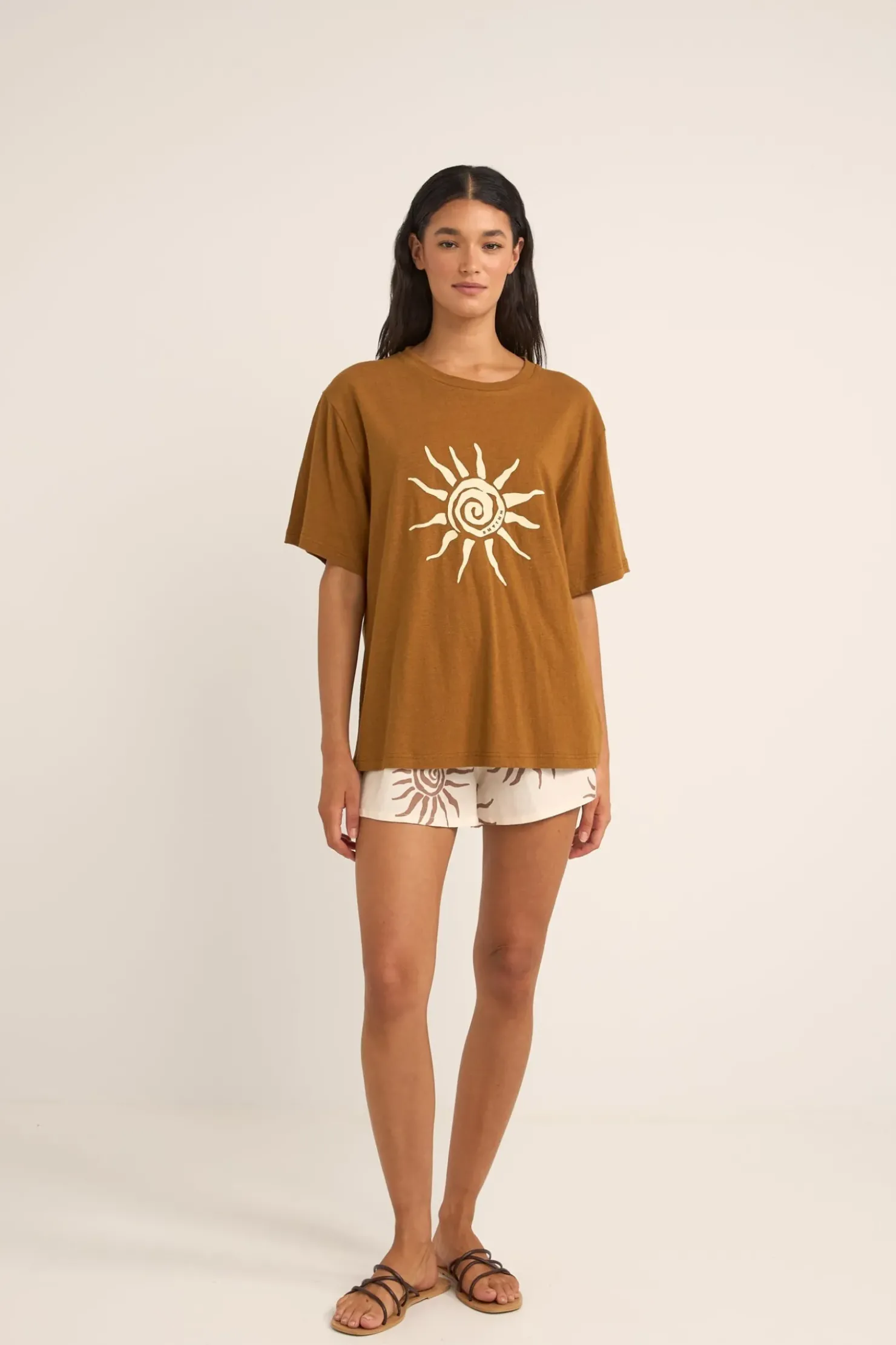 Rhythm T-shirts*Seafarer Oversized T-Shirt Brown