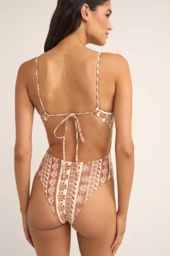 Rhythm One Piece Swim*Seafarer Tie Back Minimal One Piece Brown