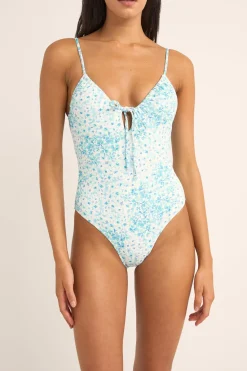 Rhythm One Piece Swim*Serenity Floral Tie Front One Piece Blue