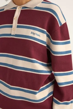 Rhythm Knits*Siglo Knit Ls Polo Burgundy