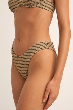 Rhythm Swim Bottoms*Sol Stripe Hi Cut Pant Black