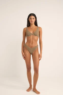 Rhythm Swim Bottoms*Sol Stripe Hi Cut Pant Black