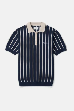 Rhythm Woven Shirts*Striped Knit Ss Polo Navy
