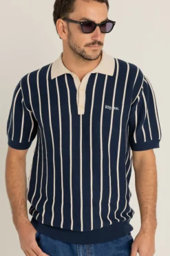 Rhythm Woven Shirts*Striped Knit Ss Polo Navy