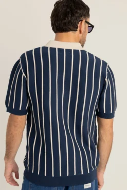 Rhythm Woven Shirts*Striped Knit Ss Polo Navy