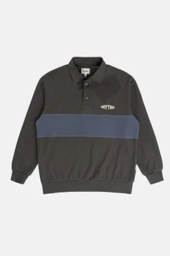 Rhythm Woven Shirts*Terry Vintage Ls Rugby Shirt Charcoal