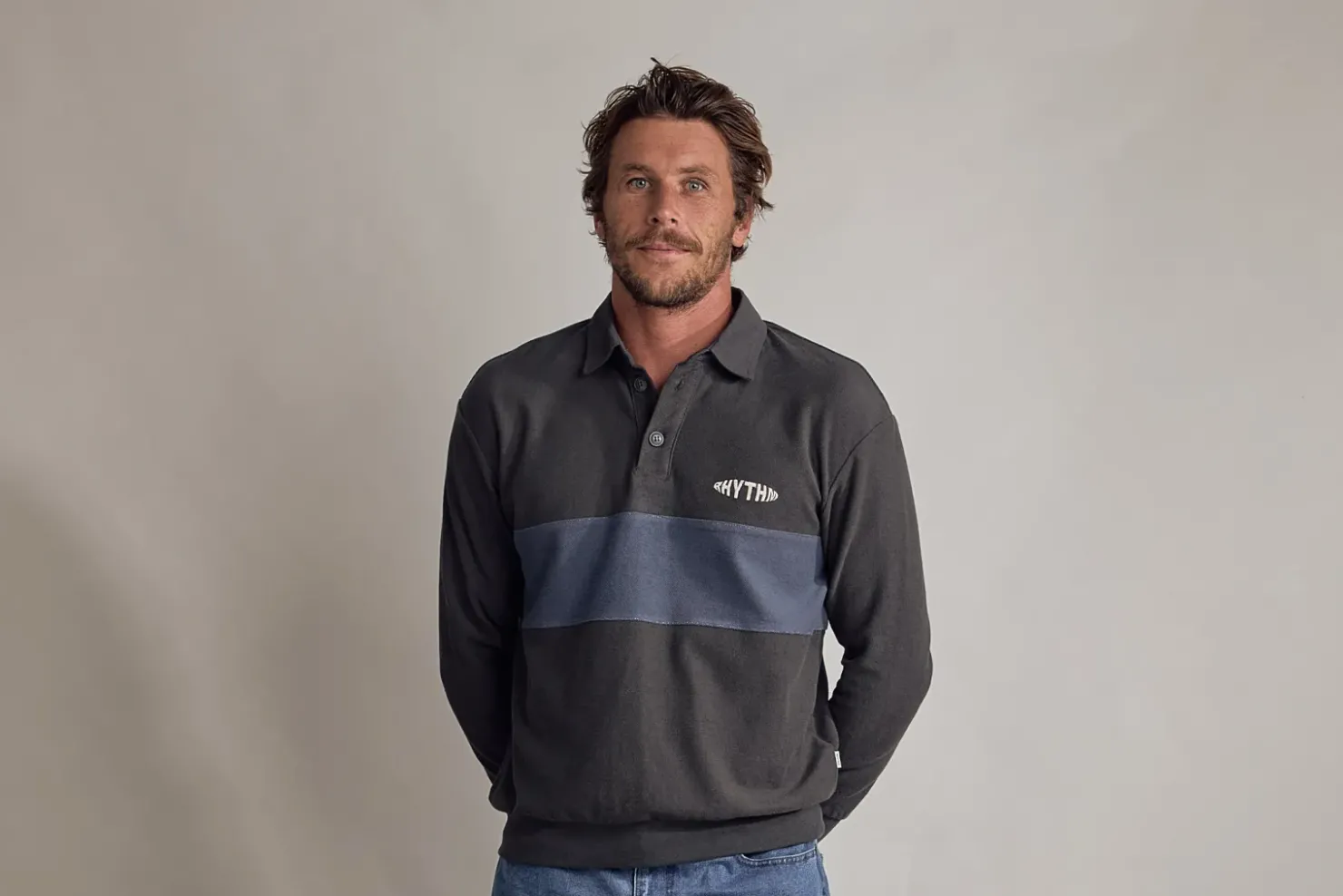 Rhythm Woven Shirts*Terry Vintage Ls Rugby Shirt Charcoal